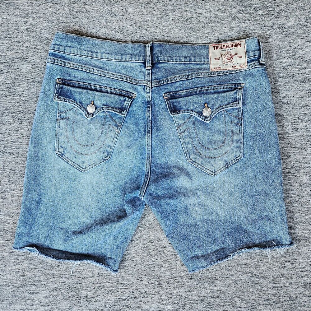 True Religion Billy Flap Pocket SN Denim Shorts Men's Size 38 Cut Off Jorts Jean